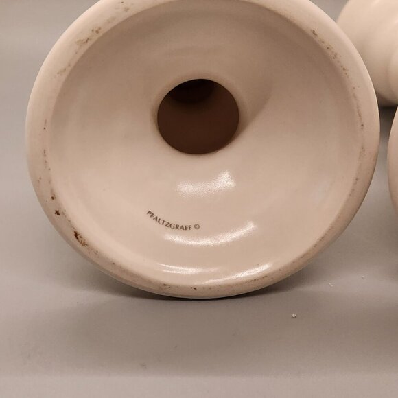 Pair Pfaltzgraff TEA ROSE Stoneware 5" Candle Stick Holders Set 2 USA @135 - Picture 3 of 5